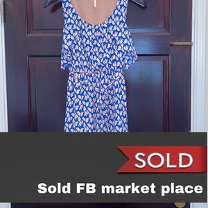 Casual Blue & Tan Dress Medium